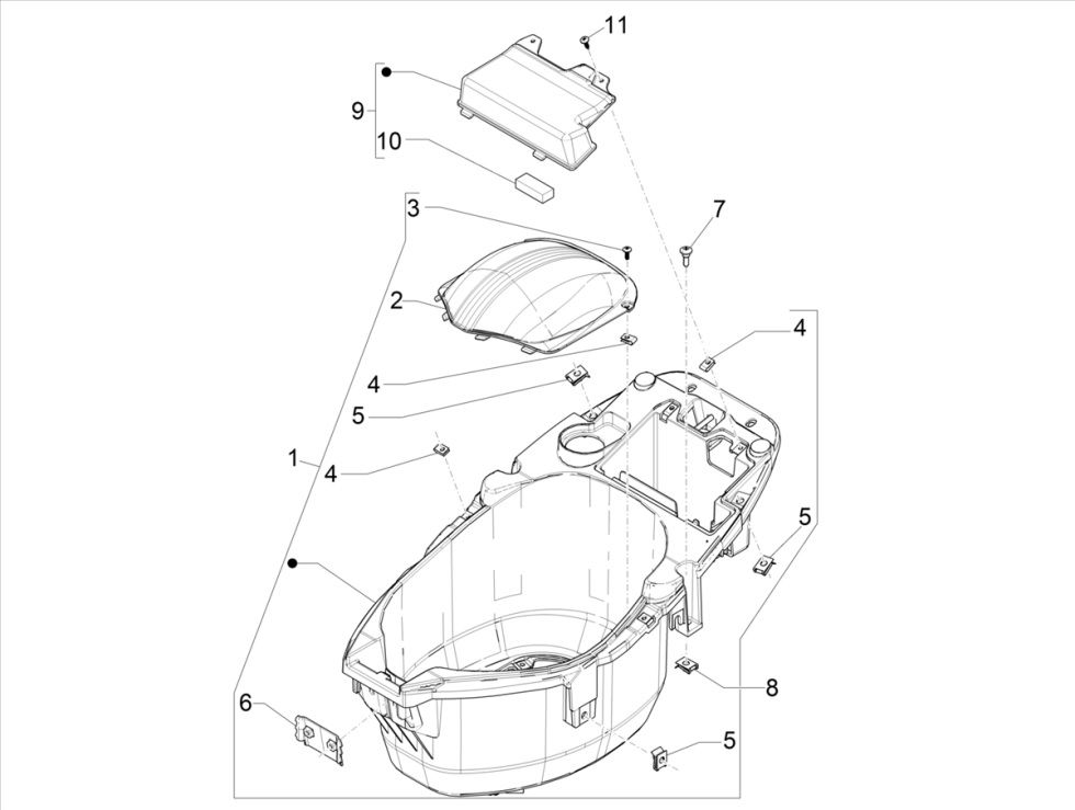 Piaggo Zip 4-stroke helmet box (euro5 injection IGET)