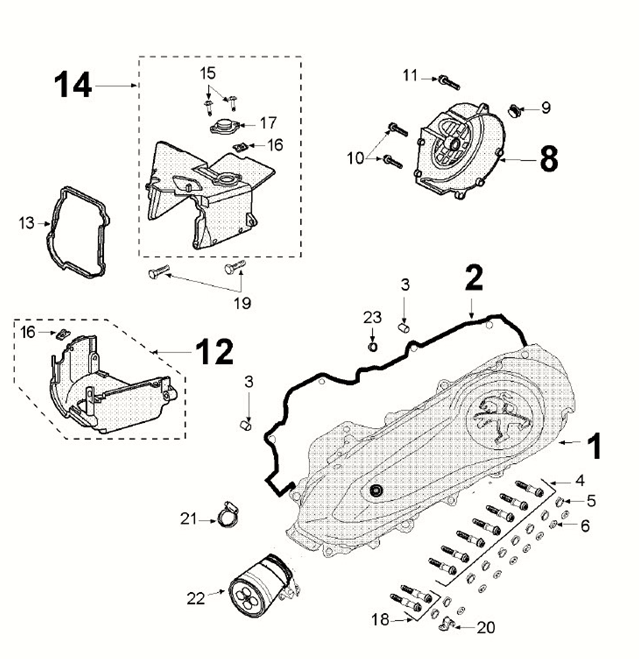 Housing cover 2 Peugeot Django 4-stroke E5
