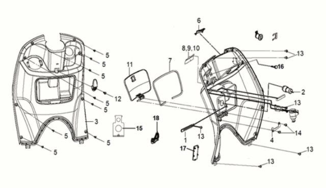 Inner box Sym Mio 50I E5 Grey/Black