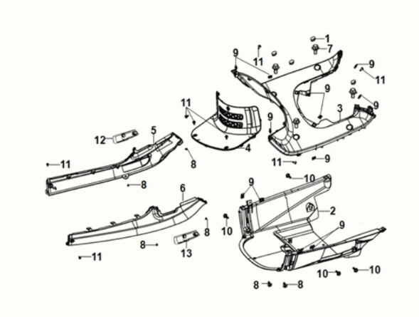Inner fender - floor panel - center c. Sym Fiddle IV 125i LC ABS E5 2020-2021 WHITE (WH-8028P)