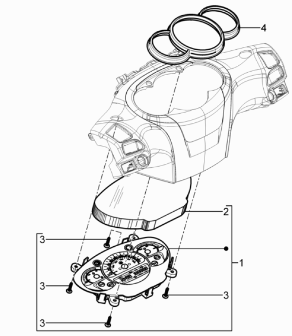 Instrument Group - Cruscotto Piaggio Beverly 125 RST 4T 4V IE E3 2010-2015 (EMEA)