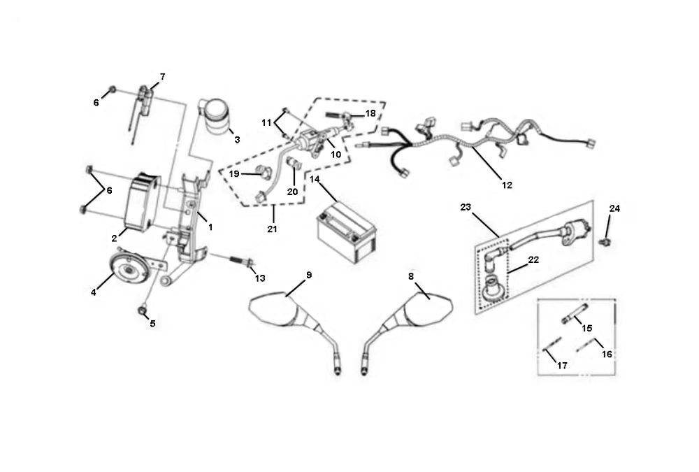 Wiring Harness- Mirrors Sym Jet Sport-X 2-stroke