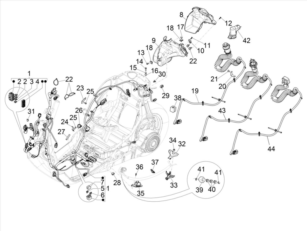 Vespa Elettrica wiring harness 2018-2019