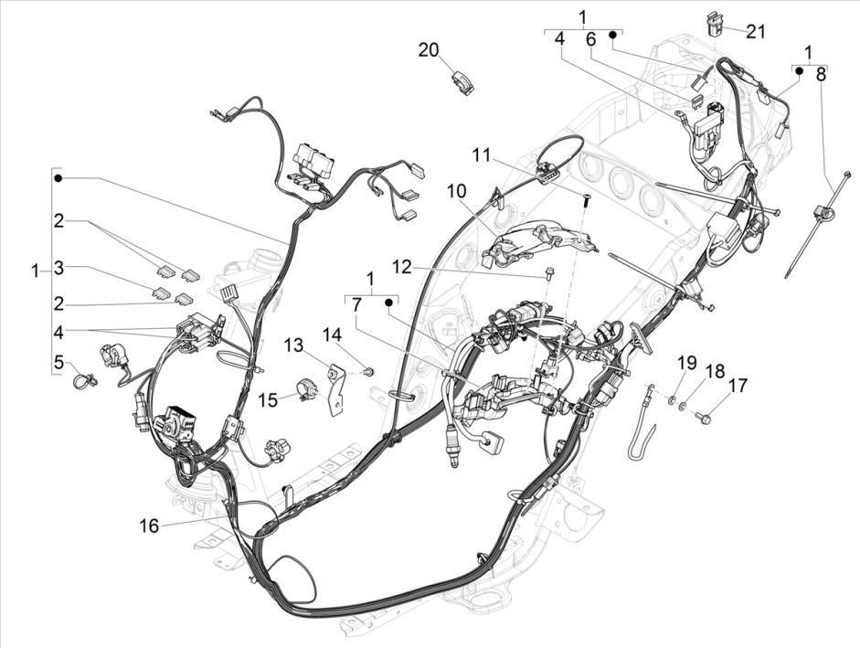 Piaggo Zip 4-stroke wiring harness (euro5 injection IGET)