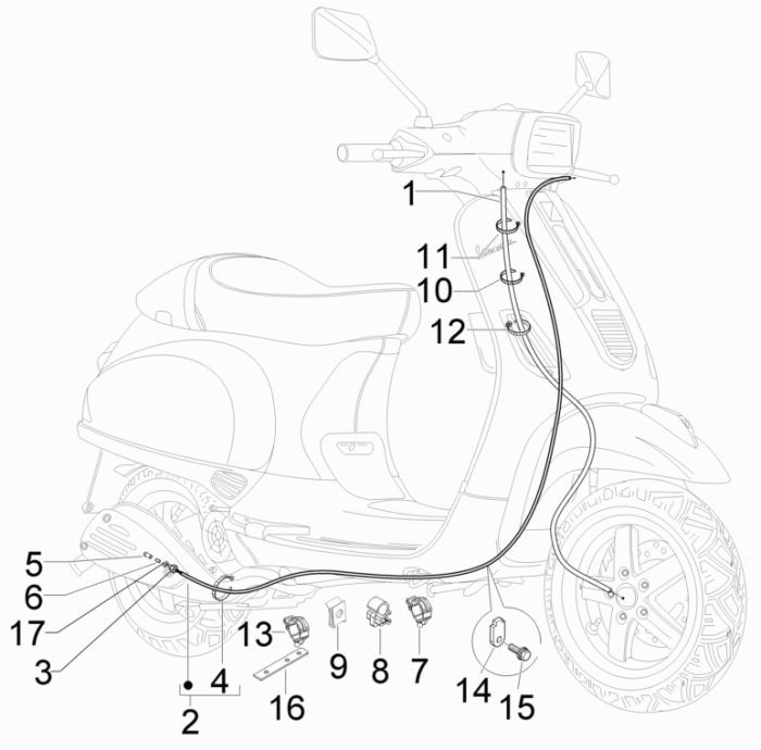 Cables Vespa S 25km 4-stroke 2-valve