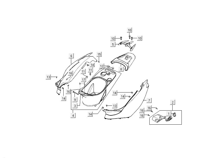 kapdels-rear Kymco Super9 ac o.m 2-stroke Sports Blue
