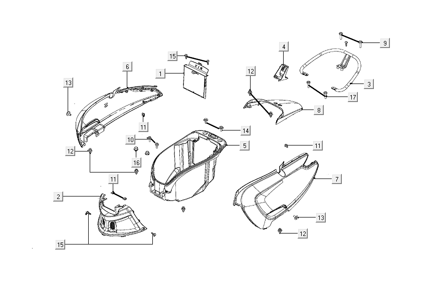 Rear cap parts Kymco Like from 2018 black