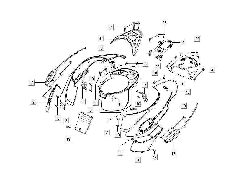 Behind Kymco People 2-stroke blue