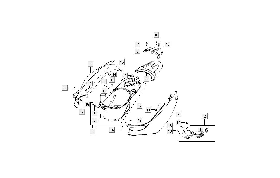Rear hoods Kymco Super9 AC 2-stroke nm yellow - black