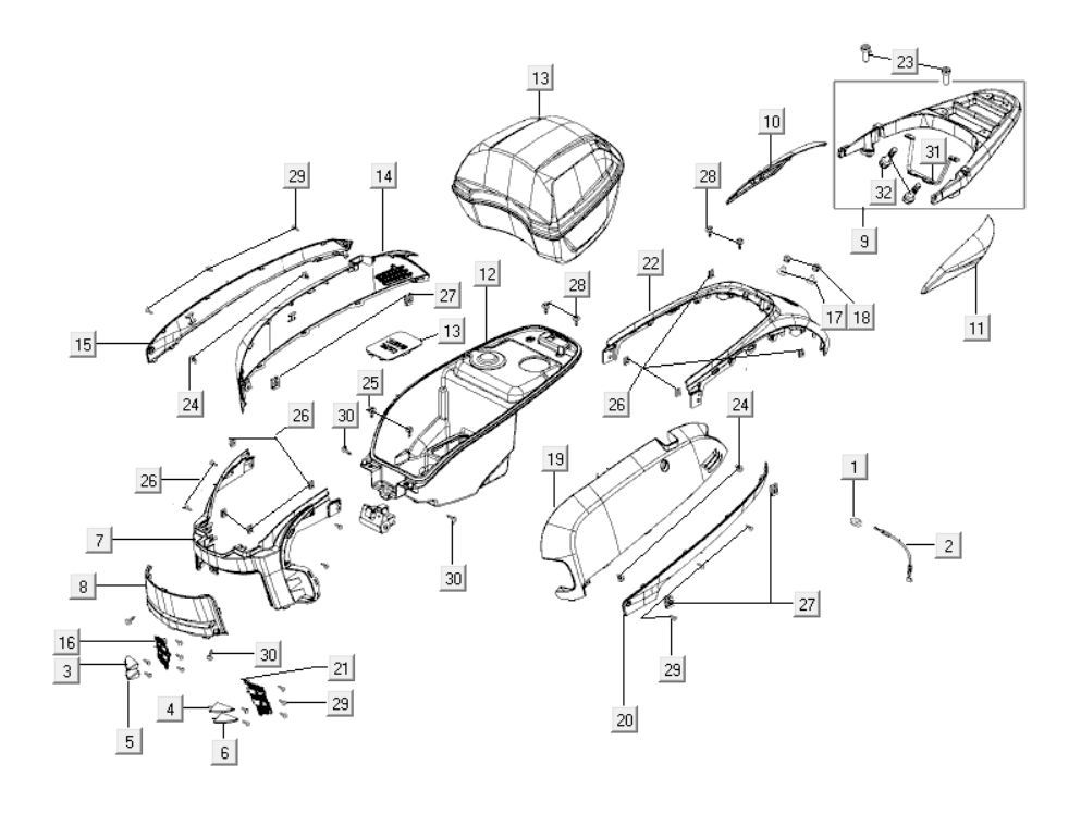 Rear hoods Kymco Like 125cc