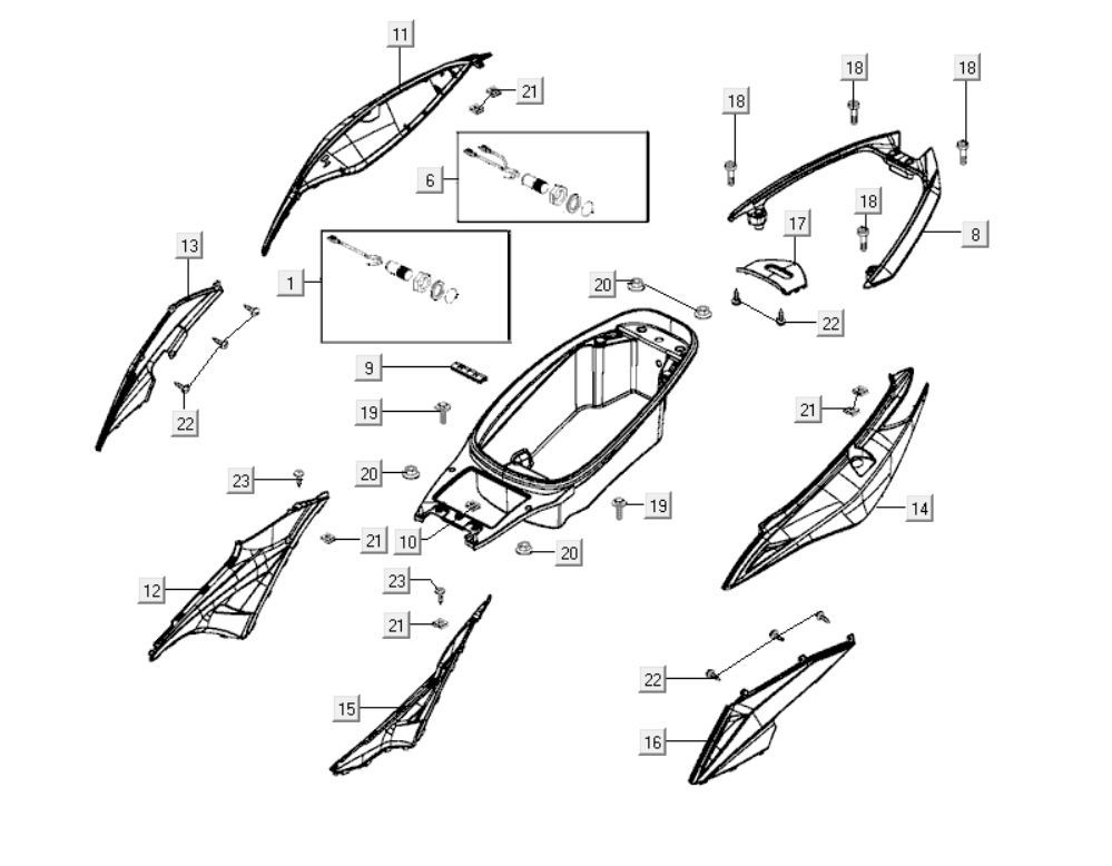 Rear hoods Kymco Xciting 400i Yellow