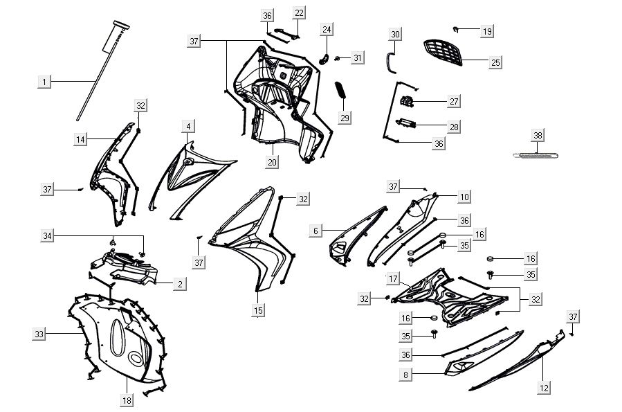 Kapdelen Kymco Agility 16'+ 4t matt metalic blue