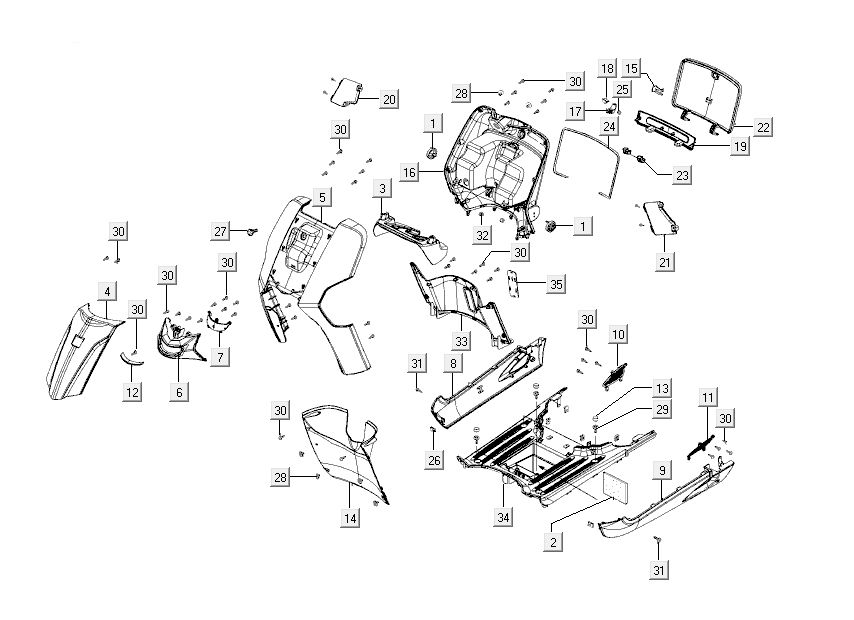 Body panels Kymco Like 50 4T AC white