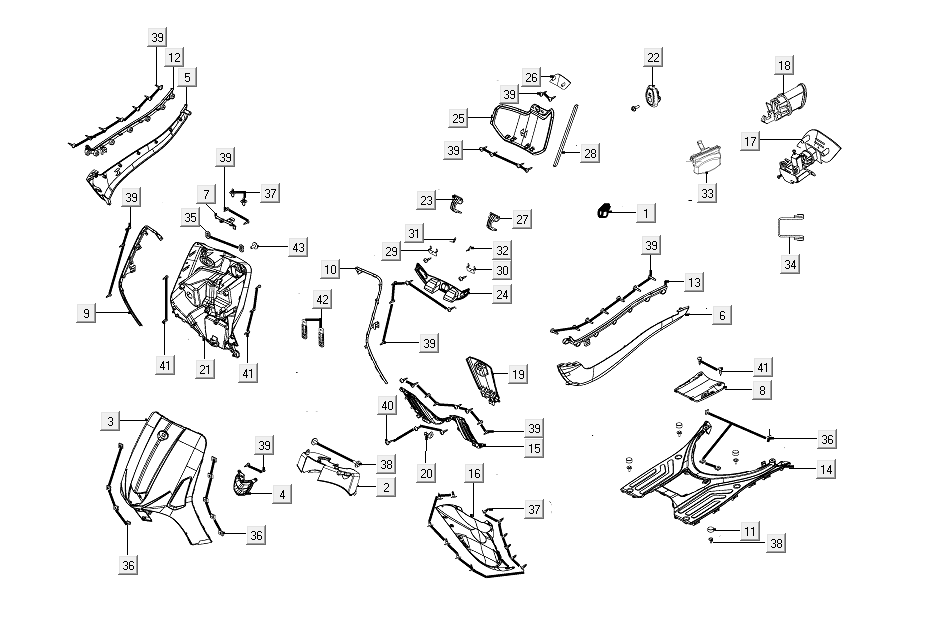 Cape parts Kymco Like from 2018 deep ocean blue