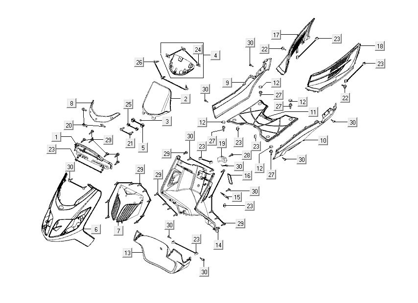Cape parts Kymco New Dink 4-stroke dark grey