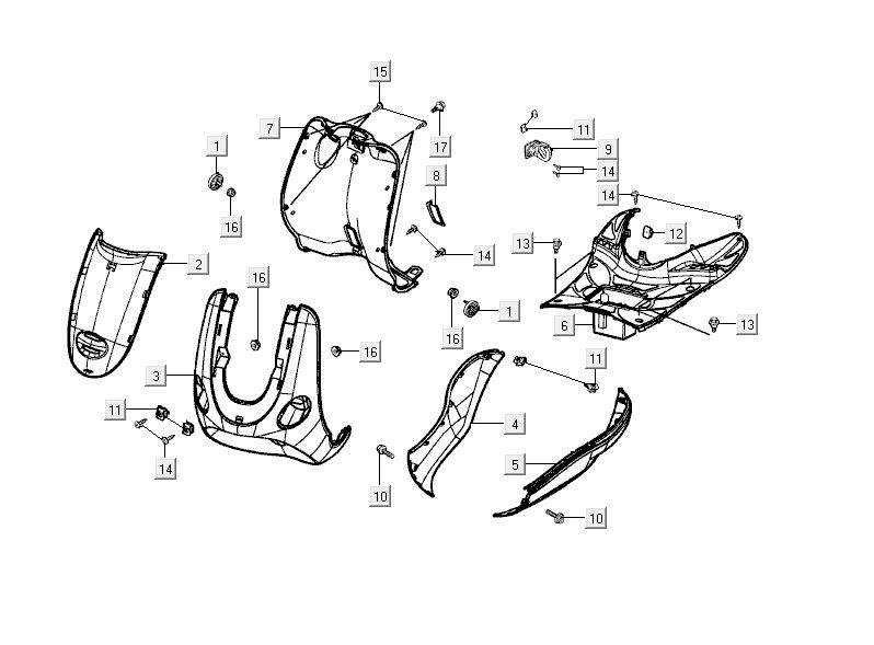 Kapdelen Kymco Yup 2t ac black gloss