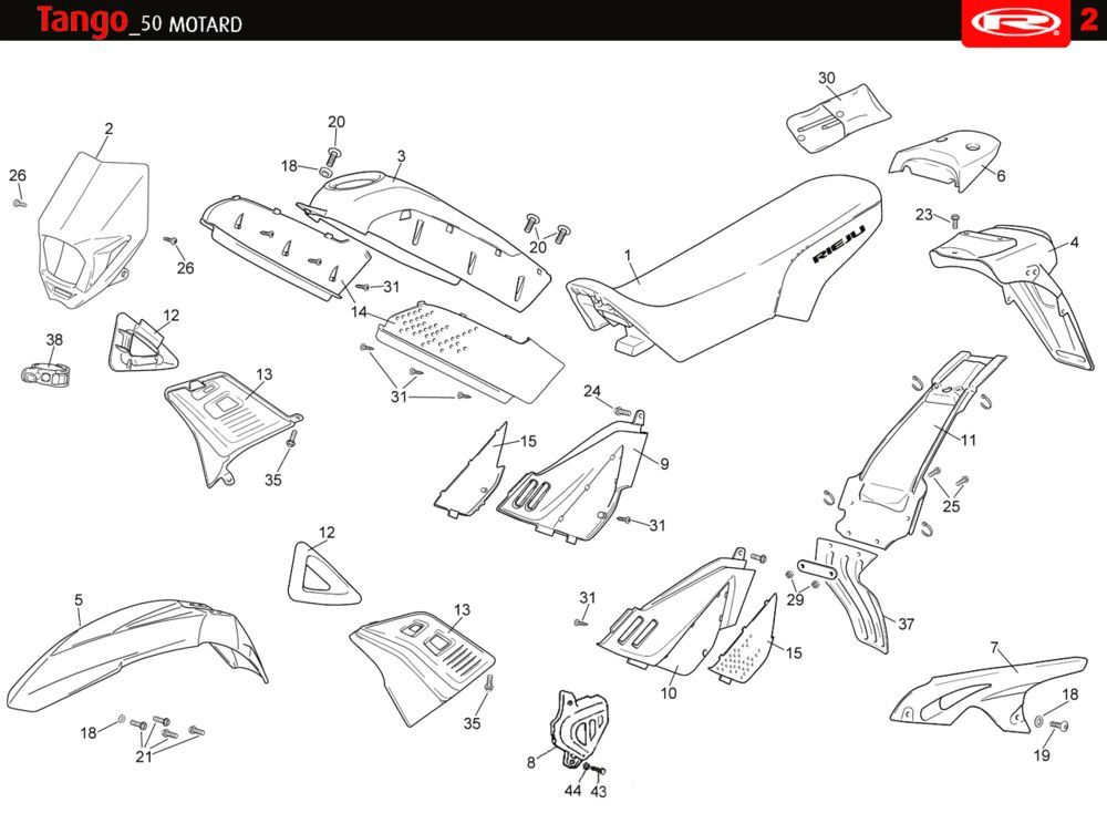 Kapdelen Rieju Tango blue 2010 2-stroke