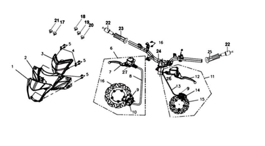Handlebar cover - Handlebar - Brake master cylinder - Brake disc Sym Symphony ST matte grey (GY-010U)