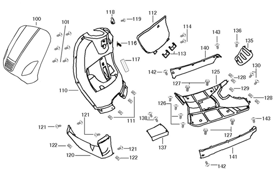 Cover parts for China Classic LX 125cc black