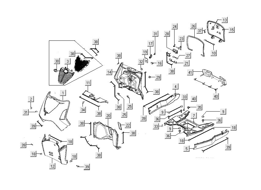 Cap parts for Kymco People S 4-stroke matt black