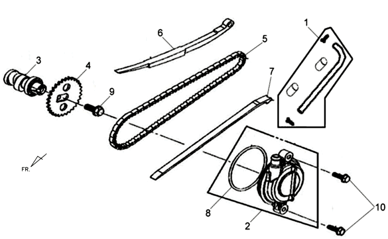 Chain Tensioner Chain Guide Sym Allo (WH871) champagne