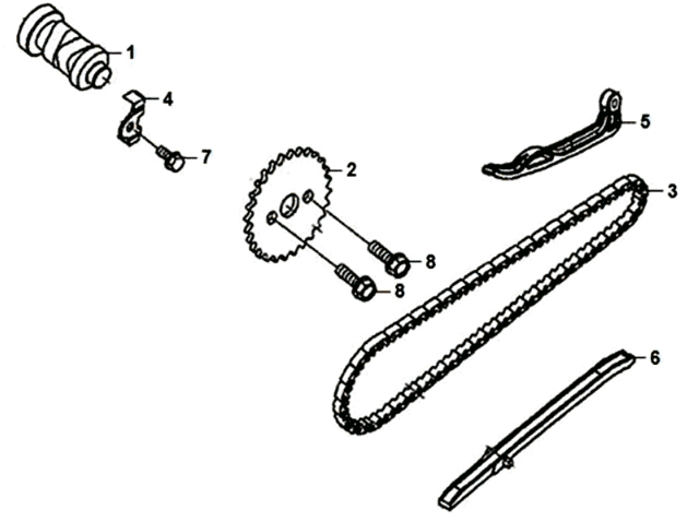 Chain/chain tensioner/chain guide Sym Jet 14 125I E4