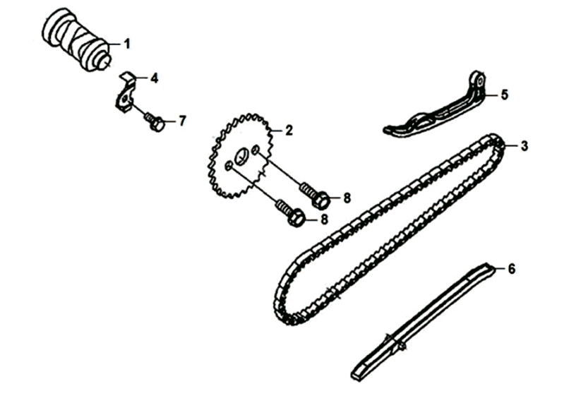 Chain/chain tensioner/chain guide Sym Symphony ST 125I E4