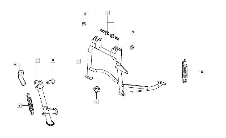 Stand+kickstarter Kymco Super8 Street 50i E4 Matt Grey