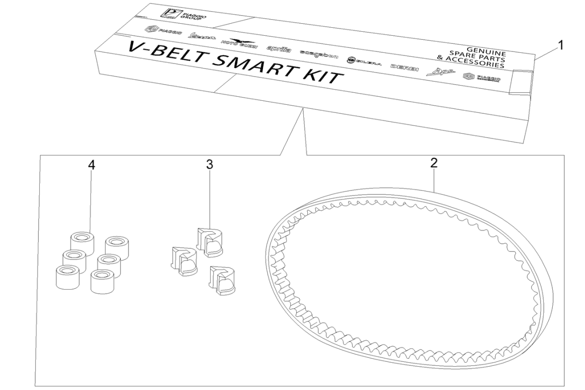 Piaggio Beverly 125 RST 4T 4V IE E3 transmission kit 2010-2015 (EMEA)
