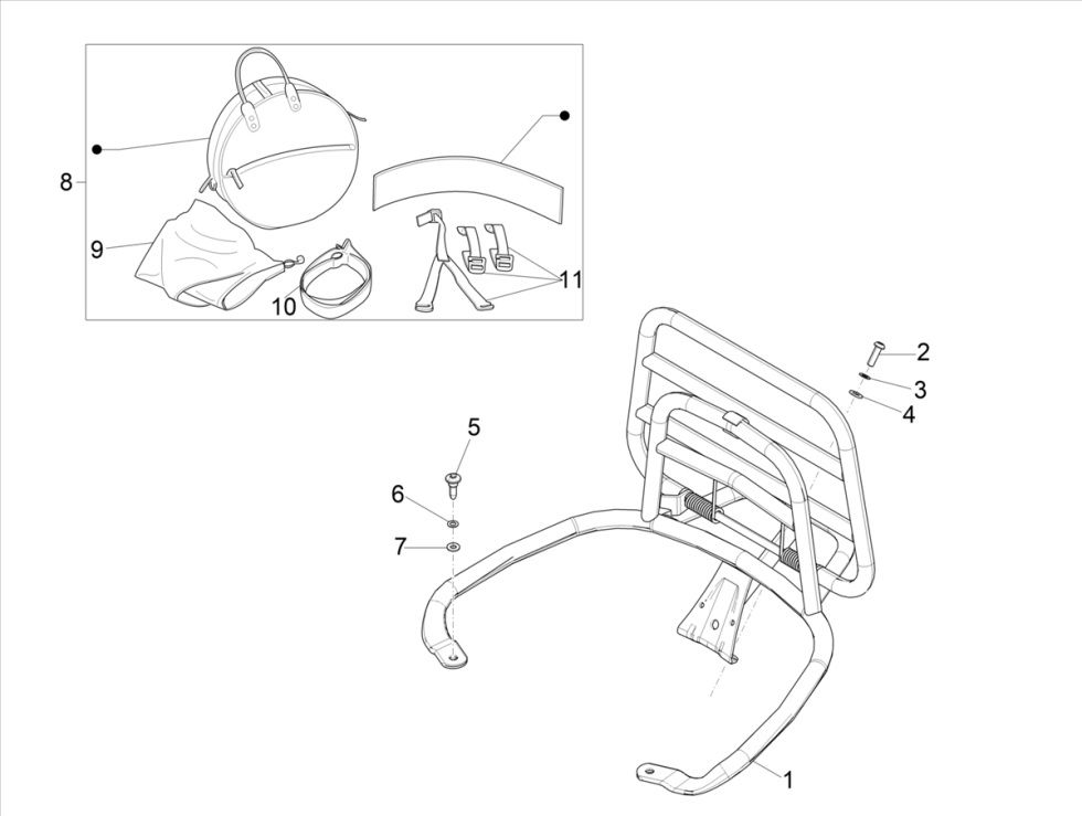 Vespa Primavera 4-stroke 3V folding carrier (euro5 injection IGET)