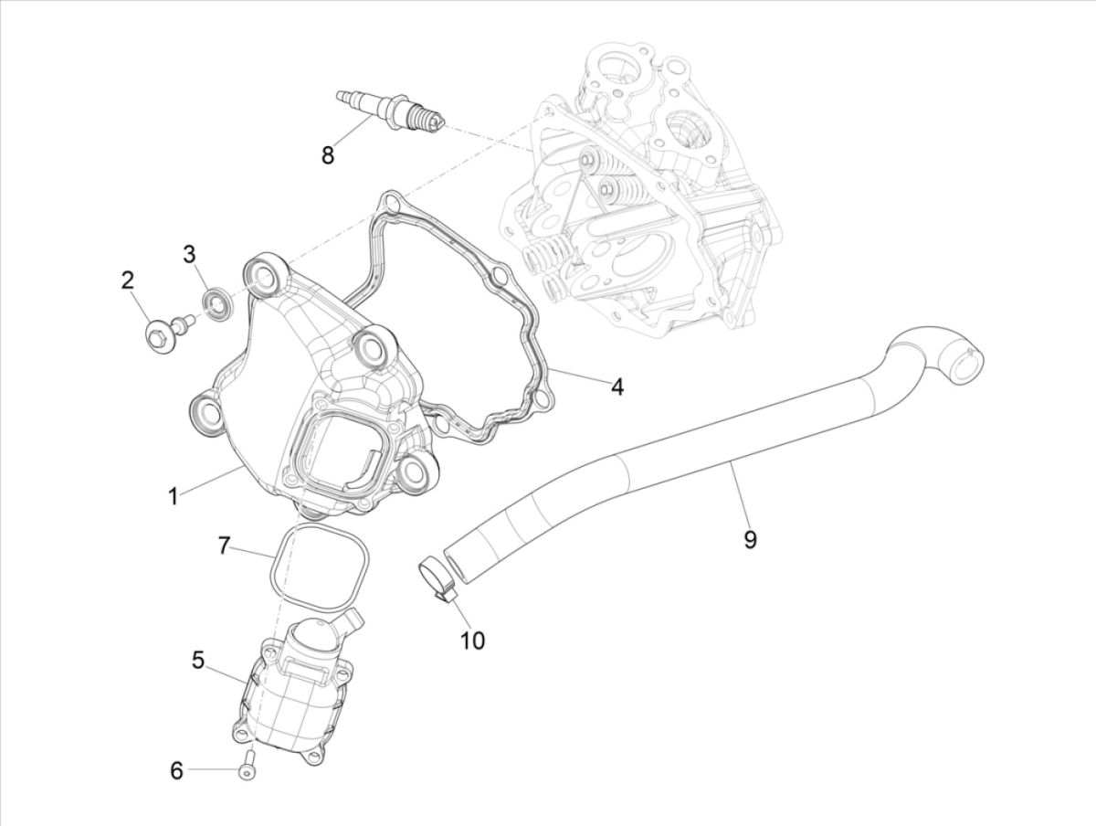 Vespa GTS 300 HPE 4T 4V IE ABS E4 2019 valve cover (EMEA)