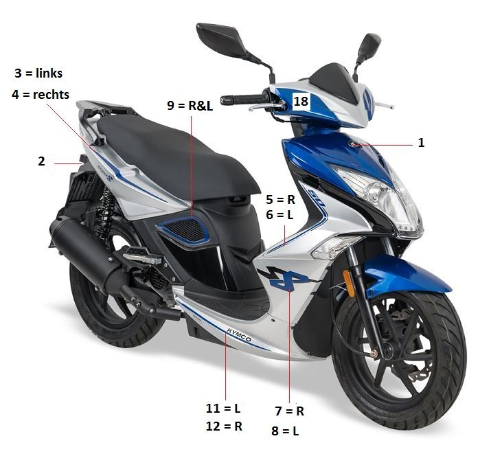 Stickers Kymco Super8 Street 50i E4 Matt Black