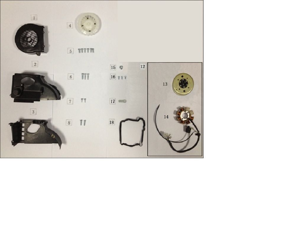 Ontsteking - Stator - Vliegwiel - Koelkappen AGM VX50i