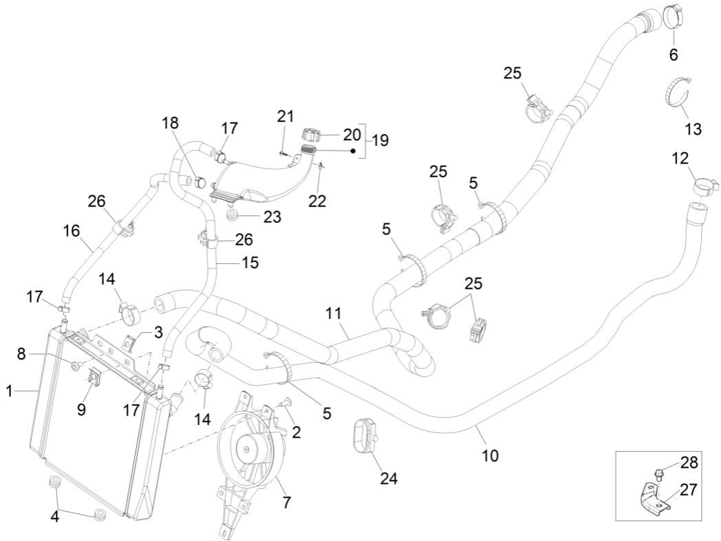Piaggio MP3 300 ie E4 LT BUSINESS cooling system - SPORT NOABS-ABS 2016 - 2018 (EMEA)