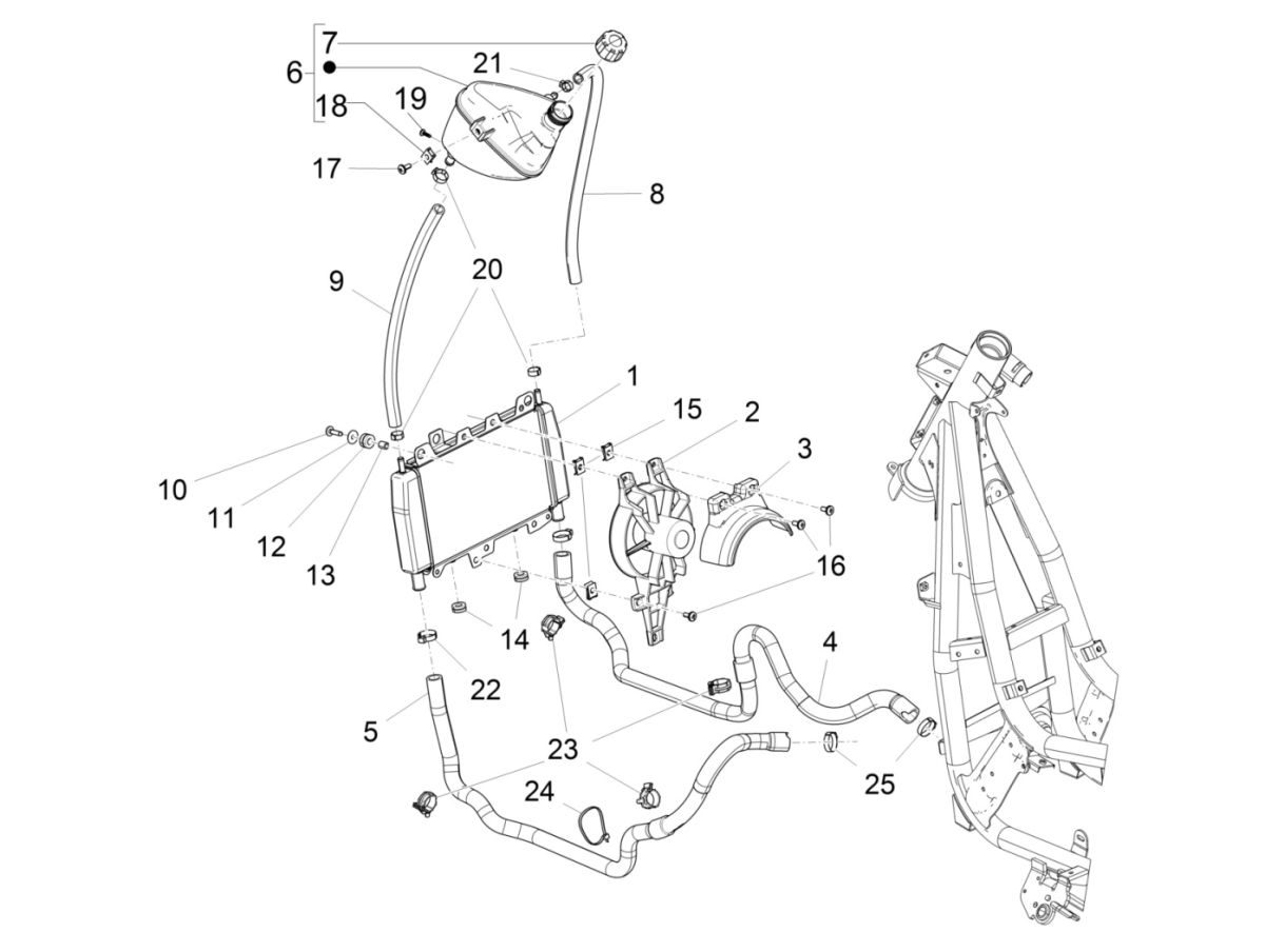 Piaggio Beverly 300 IE ABS E4 cooling system 2016 - 2020 (EMEA)
