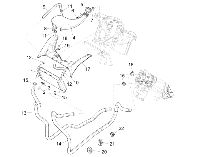 Cooling system Piaggio NRG Power DD 2007-2017