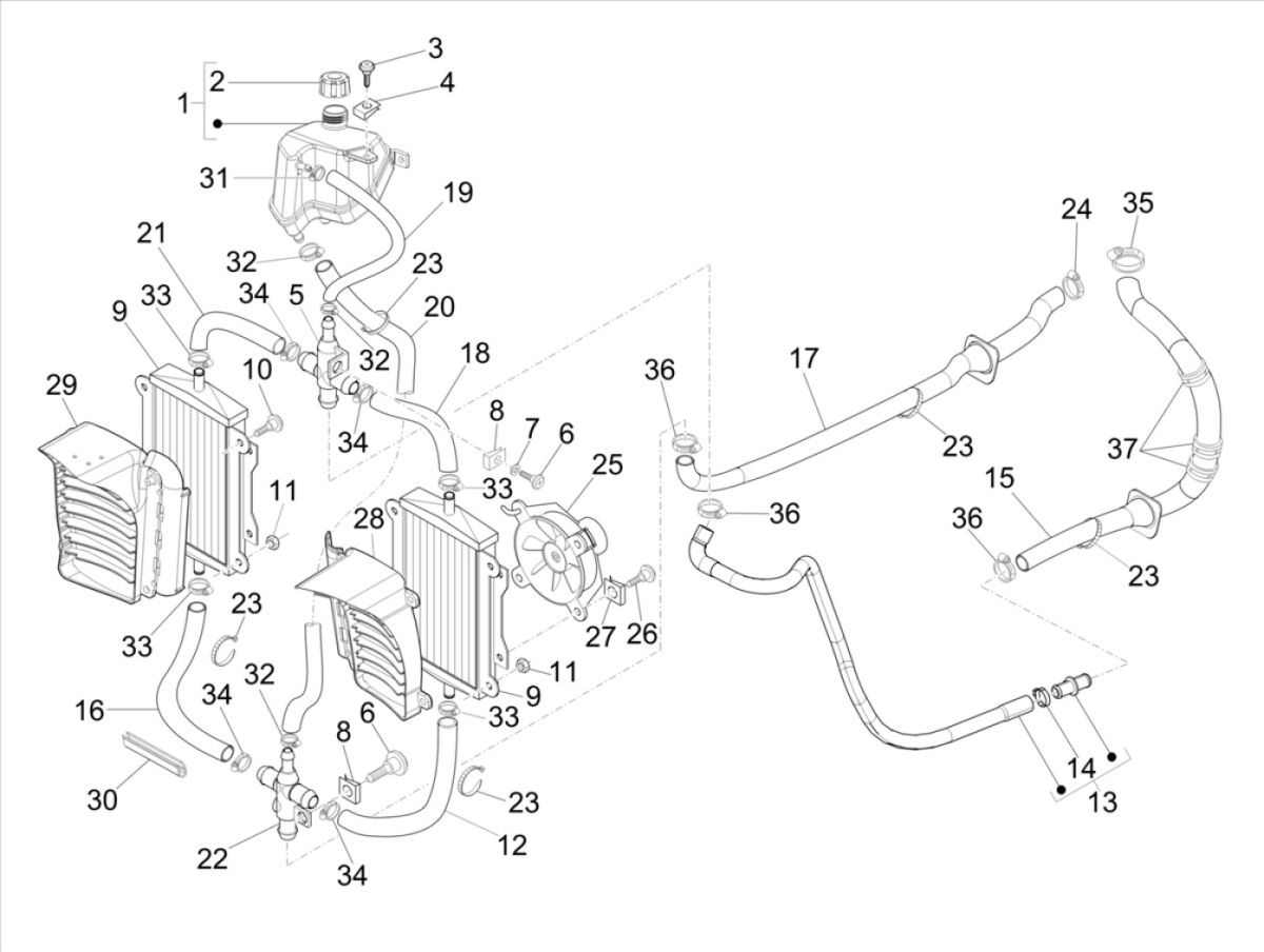 Cooling system Vespa GTS 300 HPE 4T 4V IE ABS E4 2019 (EMEA)