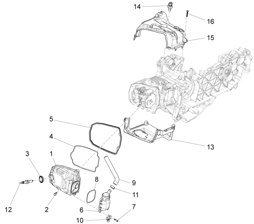Valve cover - Spark plug Piaggio Fly 125 ie 4T 3V AC Euro 3