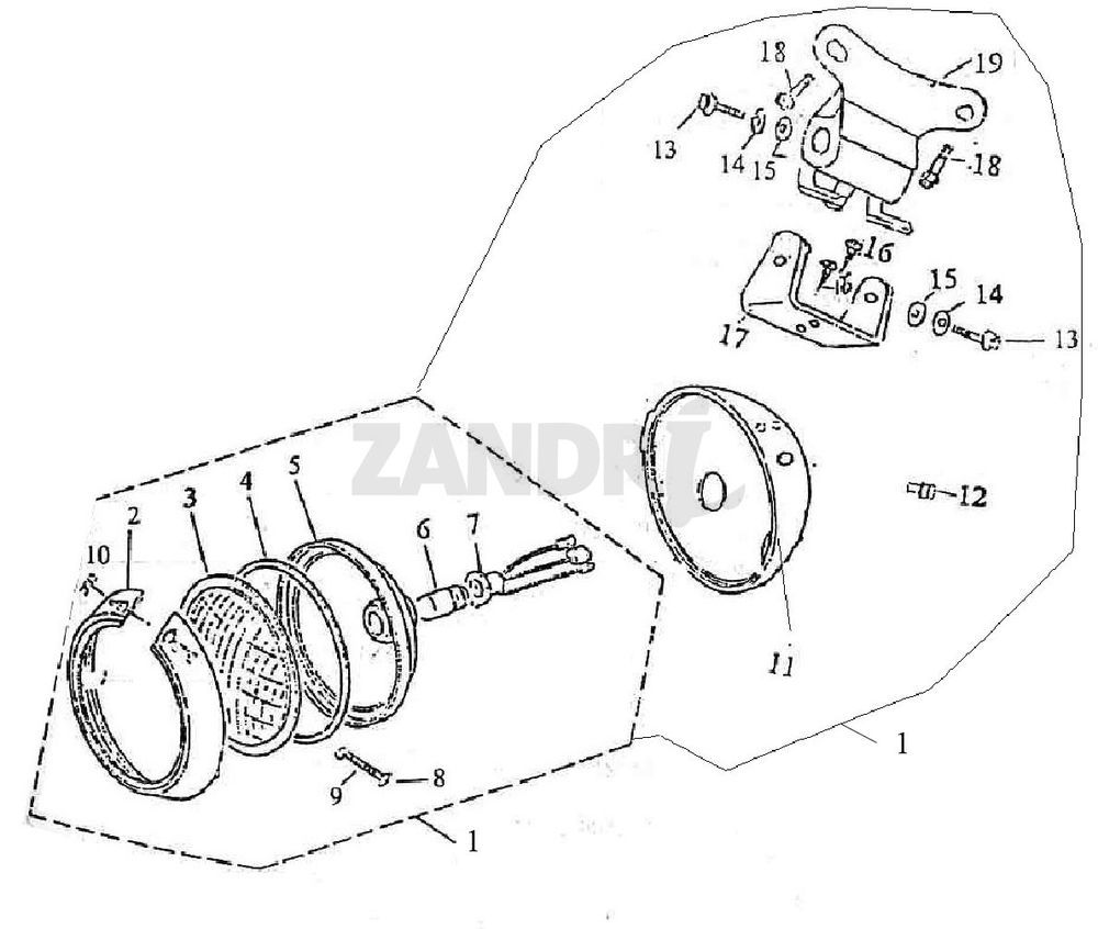 Headlight BTC Grande Retro GT1 blue cream