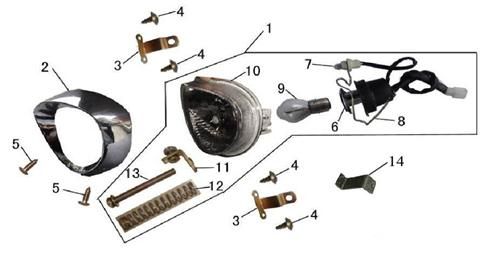 Headlight China LX white