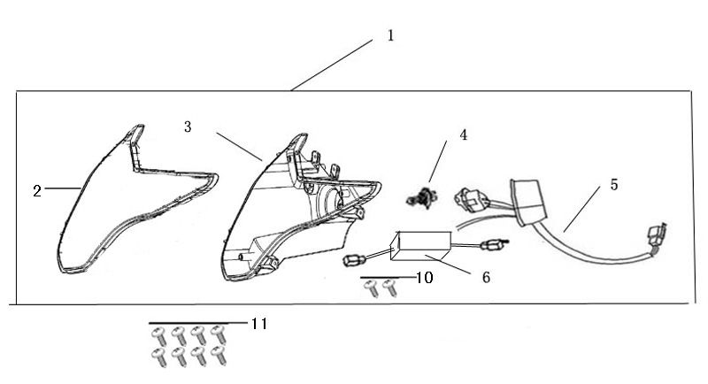 Headlight China R8 dark blue