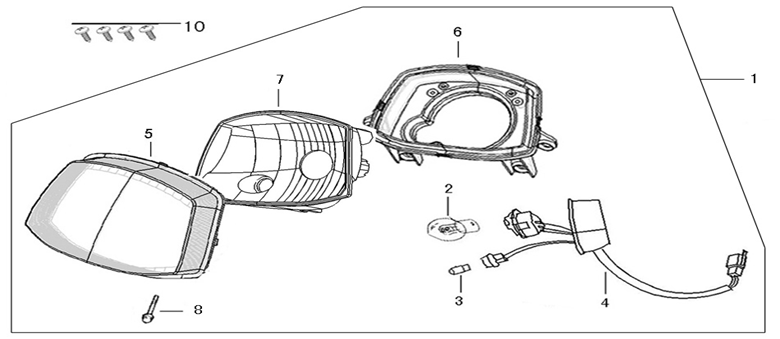 Headlight China Star50 black red