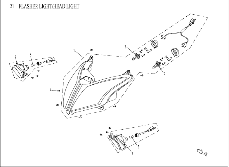 Headlight China Venom white