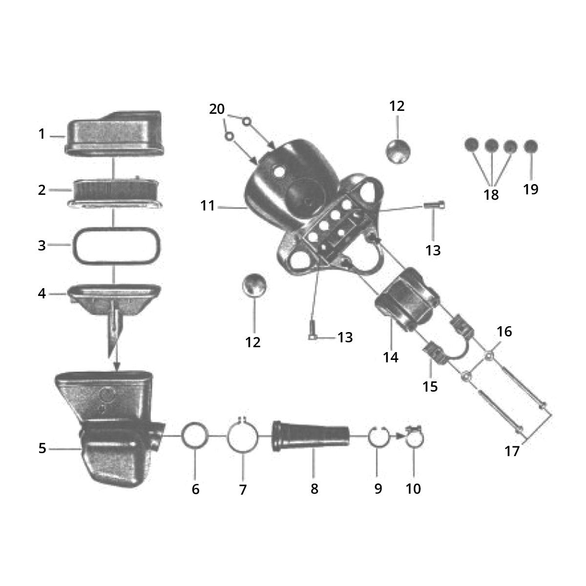 Headlight housing and air filter Zundapp C50 Sport 517-21LA