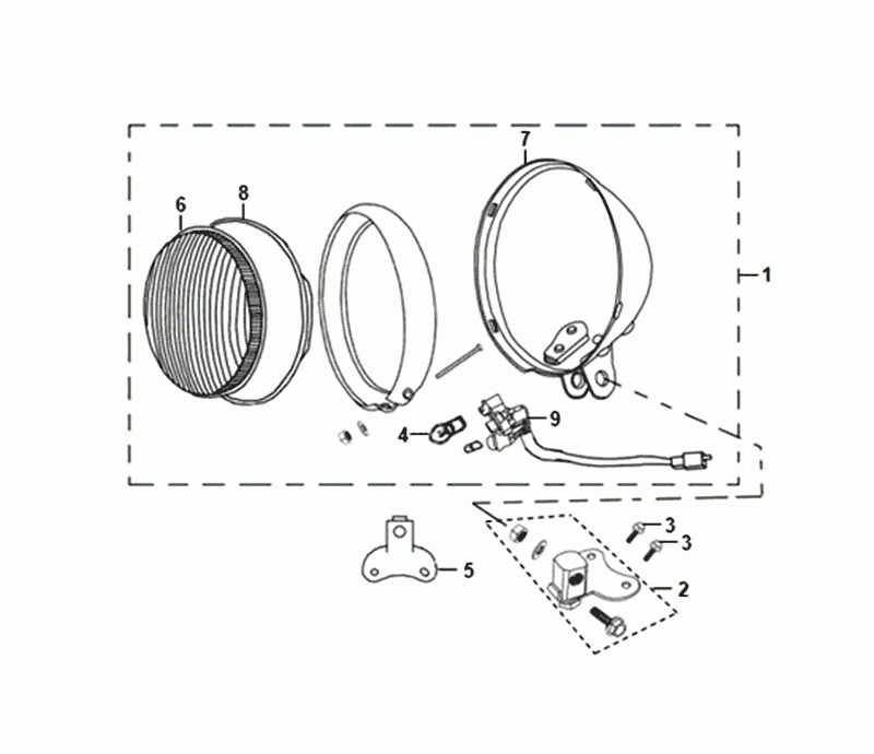Headlight Kpl Sym Allo Euro4 (BK-5560S) Bright Black