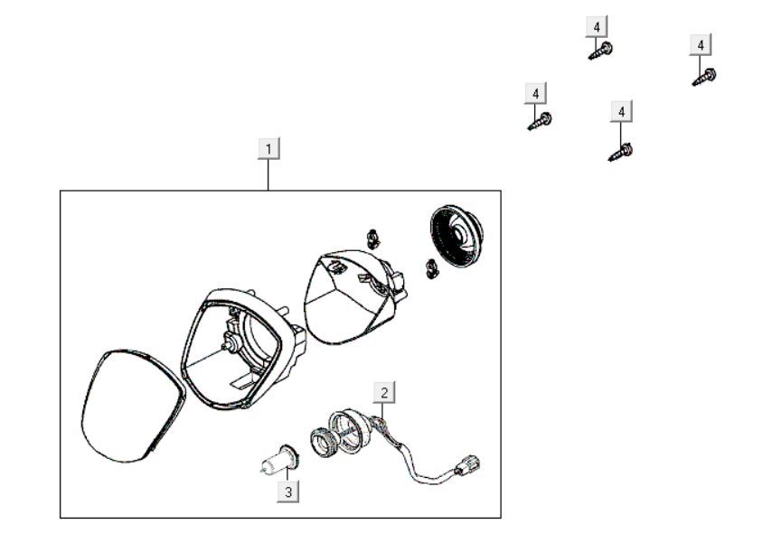 Headlight Kymco Like 200i Black
