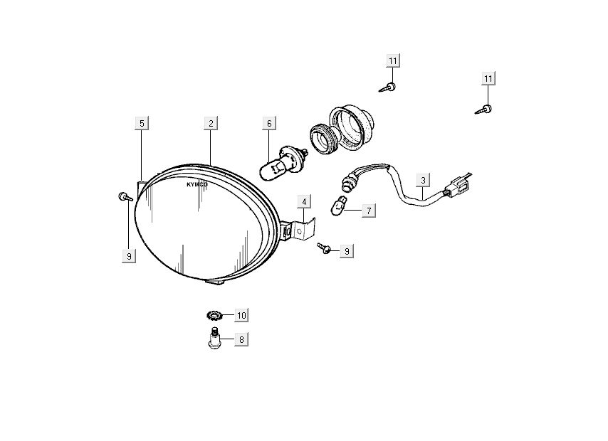 Headlight Kymco People 2-stroke blue