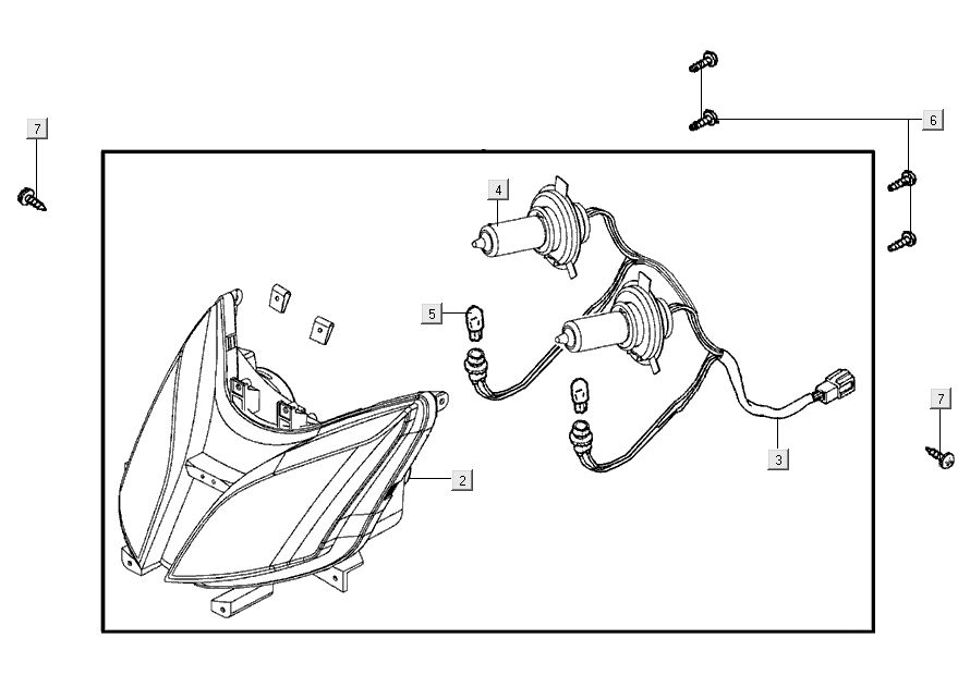 Headlight Kymco Super 8 Street 4-stroke red