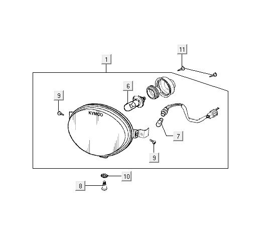 Headlight Kymco Yup 2t ac black gloss