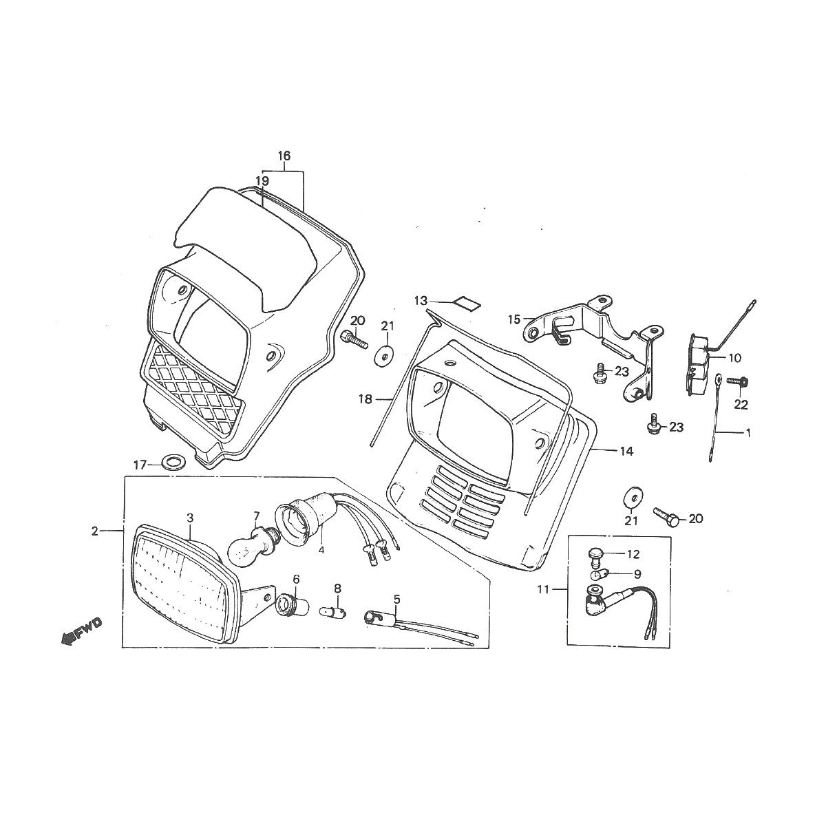 Headlight - Headlight Spoiler Honda MT50